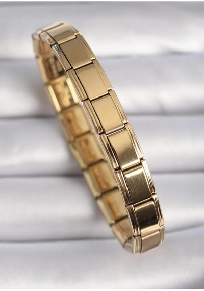 Lunarie Modüler Italian Charm Düz Gold Çelik Bileklik Altın
