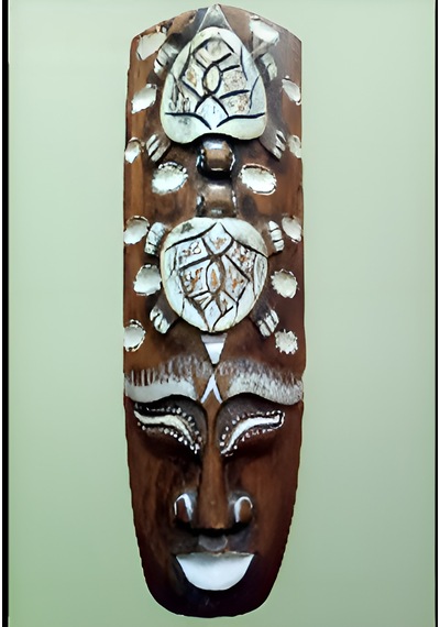 Ahşap Totem Aborjin Tiki Mask 33 Cm El Yapımı Duvar Dekoru