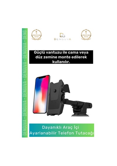 Telefontutacağı Güçlü Vantuzlu Dayanıklı Silikon Pedli Evrensel Tablet Siyah Araba Içi Telefon Tuta Diğer