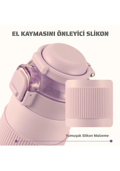 Paslanmaz Çelik Termos 700 Ml-tektuşla Açılır Çift Kullanımlı Kapak Gri