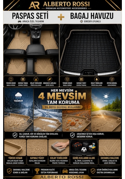 Bmw İx1 2024+ Uyumlu Araca Özel 3d Bagaj Havuzu Ve Paspas Alpina Bej