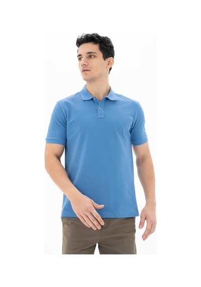 AR-MA Arma Erkek %100 Pamuk Basic Polo Yaka Regular Fit T-shirt Y25374351201 Mavi