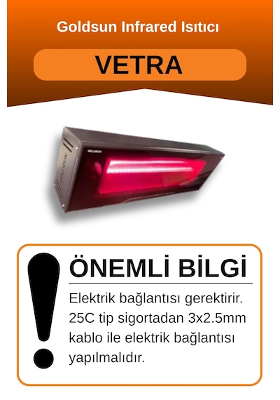 Vetra 2500 Watt Gsv25 Su Dayanıklı Seramik Camlı Elektrikli Isıtıcı-siyah