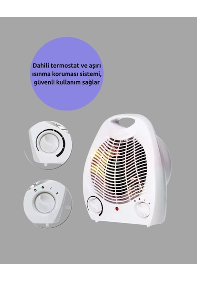 Hnrlıshp Mini Elektrikli Isıtıcı 2000w Güç, Fanlı Isıtma, 3 Isı Modu