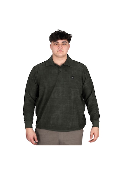 Mode Xl Büyük Beden Erkek Polo Yaka Sweatshirt Baskılı Selanik U24440 Haki Haki