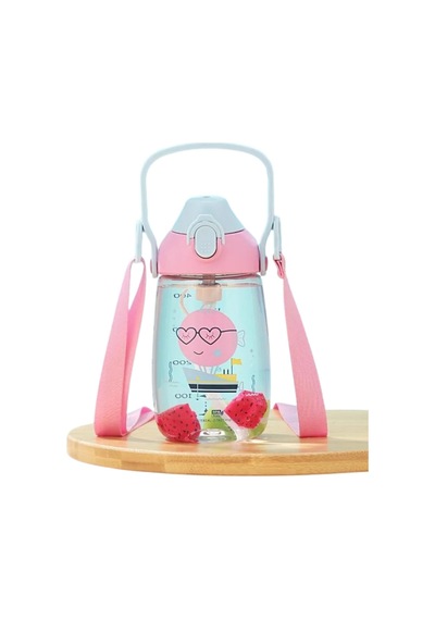 Uzspace 500ml Askılı Kulplu Pipetli Tritan Çocuk Su Matarası Pembe-mavi Genel