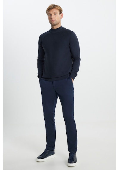 AC&Co / Altınyıldız Classics Erkek Laci Pamuklu Standart Fit Normal Kesim Yarım Balıkçı Yaka Desenli Triko  Kazak Lacivert