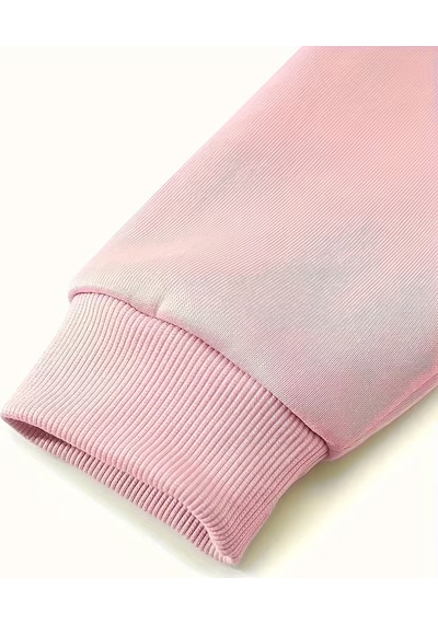 Nevermind Sevgili Çift Kombin Hoodie Notalı Kalp Baskılı Oversize Kapüşonlu Pembe