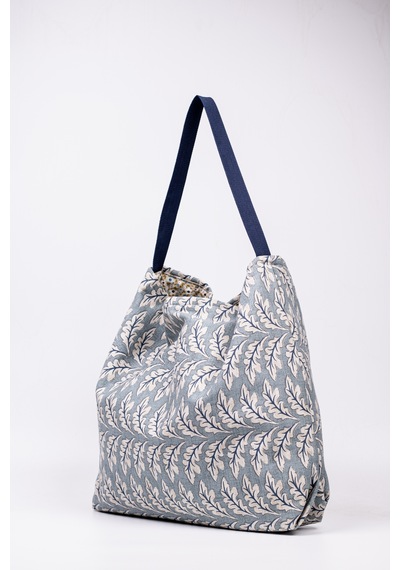 Fabric Craft Bag Omuz Çantası Desenli Pamuklu Gri Gri