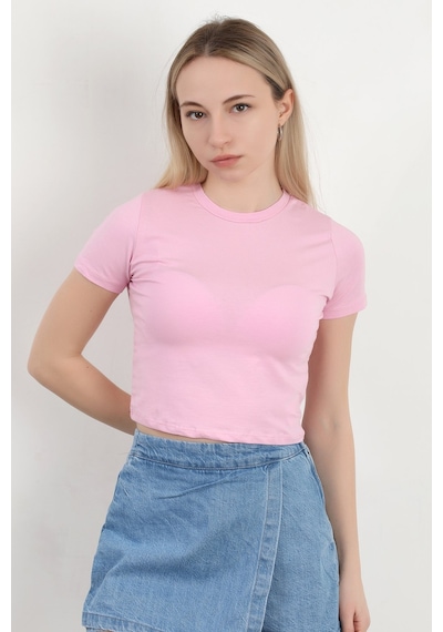 Giysa Kadın Bisiklet Yaka Pamuklu Basic T-shirt Pembe Ms0000102 Şeker Pembe Giysa Kadın Bisiklet Yaka Pamuklu Basic T-shirt Pembe Ms0000102 Şeker Pembe