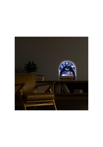 Led Işıklı Pleksi Dolunay Kişiselleştirilebilir Dekoratif Biblo Holly Kalp Anahtar Askılığı Mavi - 737348111 Mavi