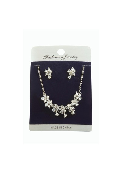 Çiçek Zirkon Taşlı Set Kolye Gümüş 28762713