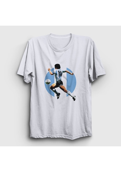 Presmono Unisex Futbol Run Maradona T-shirt Beyaz
