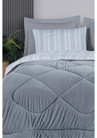 Eponj Home Uyku Seti Wellsoft Yorganlı Pofuduk 3 Parça Tek Kişilik Soft Line Gri Gri