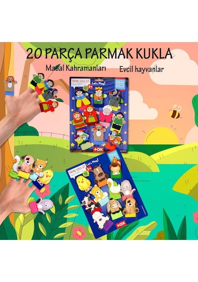 2 Set - 20 Parça Tox Masal Kahramanları ve Evcil Hayvanlar Parmak