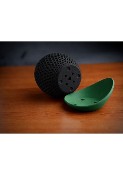 3d Baskı Küre Saksı - Kafes Dokulu İki Parçalı Dekoratif Saksı - Siyah-yeşil
