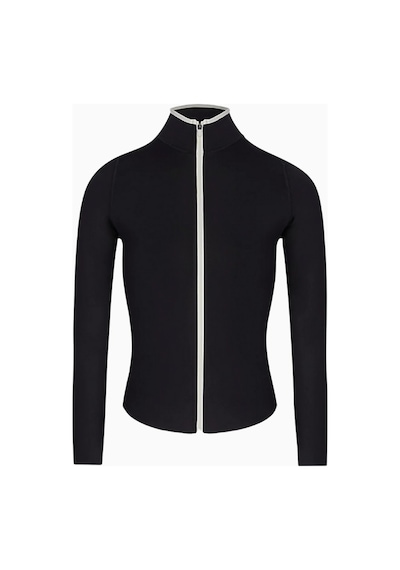 Because Of Alice Base Contrast Trim Zip Up Jacket Şekillendirici Kontrast Detaylı Kadın Ceket Siyah