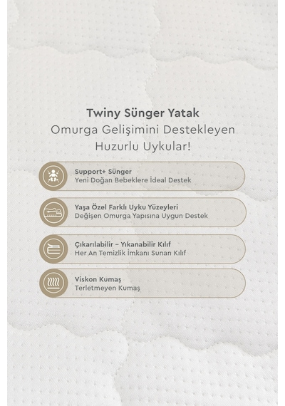 Yataş Mini Twiny Yıkanabilir Kılıflı Sünger Bebek Yatağı 70 x 110 CM