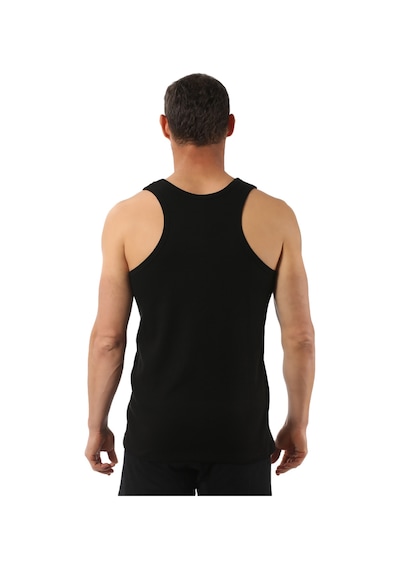 Özkan Underwear Özkan 0058 6'lı Paket Erkek %100 Pamuklu Ribana Esnek Rahat Sırtı Çapraz Sporcu Rambo Kalın Askılı Atlet Siyah