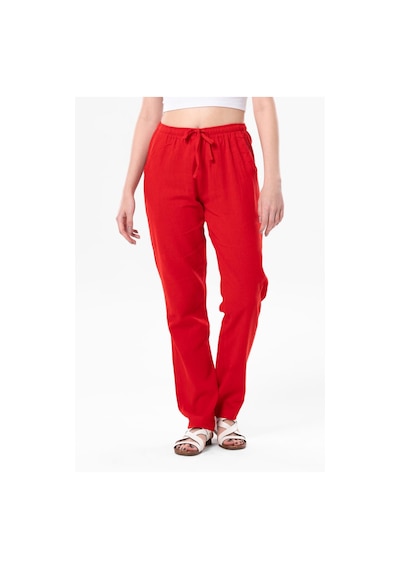 Eliş Şile Bezi Şile Bezi Çift Cepli Unisex Yazlık Pantolon Kırmızı Krmz-kırmızı Kırmızı