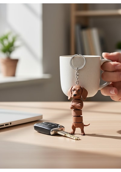 Dachshund Köpek Figürlü Hareketli Anahtarlık