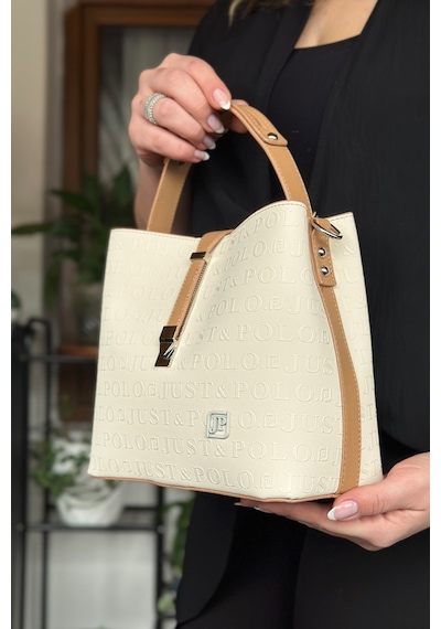 Jps-pamuk Dokuma Uzun Askılı 4 Bölmeli Kadın Çapraz Omuz Ve El Çantası 22cm-20cm-9cm Lb-4002 - Krem