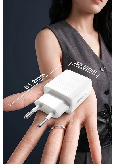 Ven-dens Vd-tc019bac02 20 W Type-c Ve 18 W Usb-a Hızlı Şarj Adaptörü, 1 Metre Pd 30 W Kablo, Beyaz