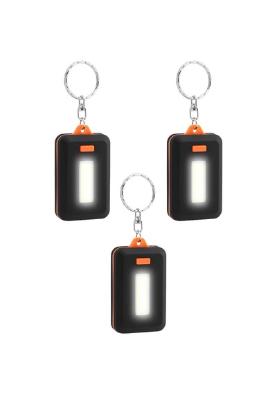 Telvesse 3 Modlu Anahtarlık El Feneri Mini Cob Led Lamba Acil Durum Işığı Siyah