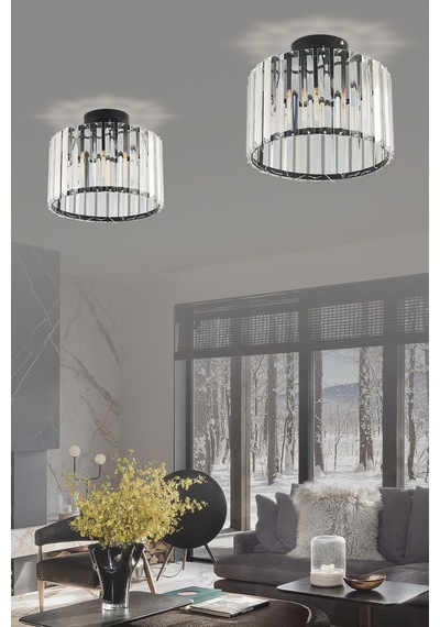 Luna Lighting Modern Lüx Kristal Siyah Plafonyer Avize lunasmt-t Siyah