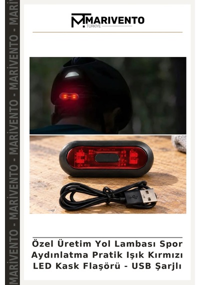Özel Üretim Yol Lambası Spor Aydınlatma Pratik Işık Kırmızı Led Kask Flaşörü - Usb Şarjlı