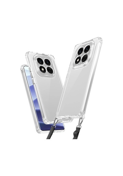 Xiaomi Redmi Note 14 Pro 5g Kılıf Airbagli Takılabilir Askı Aparatlı Zore Snap Silikon Kapak Şeffaf