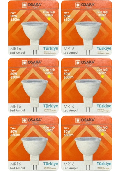 6 Adet Osaka 7w 50w Sarı Işık 3000k G4 Duylu İğne Bacak Led Çanak Ampul