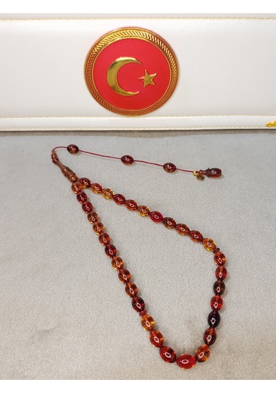 Ateş Kehribar Tesbih Usta Yapımı Beyzi Kesim 96541509