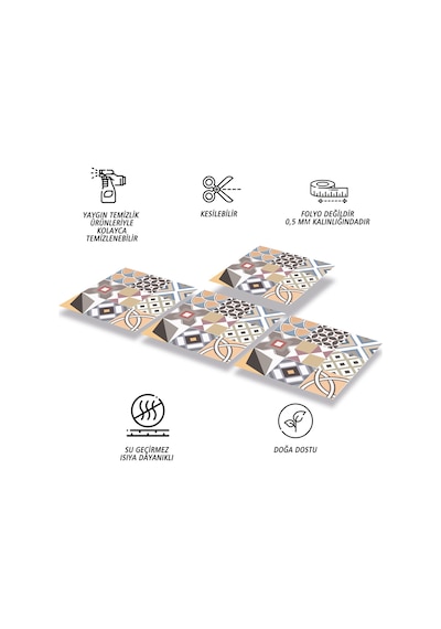 Tink Kendinden Yapışkanlı Geometrik Karma Pop Art Desenli Pvc Karo 30x