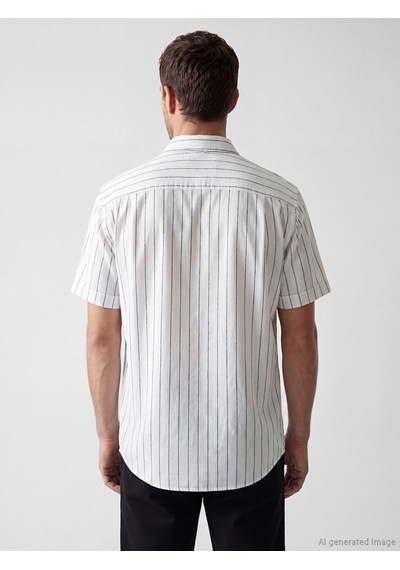 Lcwaıkıkı Classic Beyaz Regular Fit Çizgili Erkek Gömlek