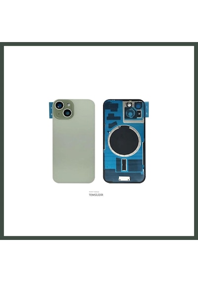 Bezos İphone 15 Uyumlu Arka Pil Kapağı Full Nfc Li Lensli- Cam Nhr Çok Renkli