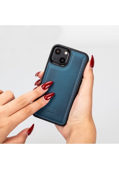Bouletta Apple İphone 13 Mini Uyumlu Deri Arka Kapak Brn4ef Mavi