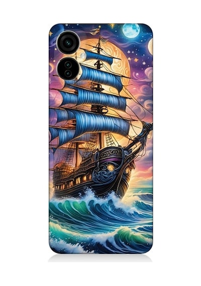 Tecno Camon 19 Neo Uyumlu Denizde Direkli Ahşap Gemi Desenli Silikon Kılıf