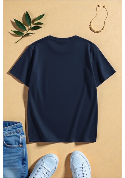 Uyguntarz Unisex Love Me More Baskılı Tasarım Tshirt Lacivert