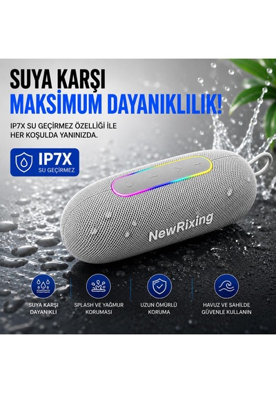 Rgb Ledli Ipx7 Su Geçirmez Özellikli Fm Radıo Tf Kart Destekli Taşınabilir Bluetooth Hoparlör