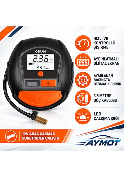 Osram Tyreinflate 1000 12v Dijital Otomatik Lastik Şişirme Kompresörü -