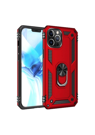 Ilkeshop Newface Apple iPhone Uyumlu 12 Pro Max Kılıf Sofya Yüzüklü Silikon Kapak - Kırmızı