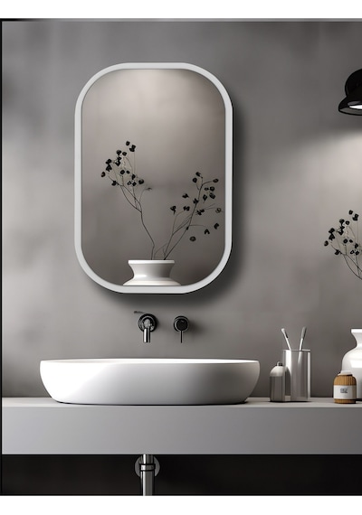 Side Beyaz 45X60Cm /Banyo Dolabı Aynalı / Lavabo Üstü Dolap / Banyo Düzenleyici / Aynalı Dolap Beyaz