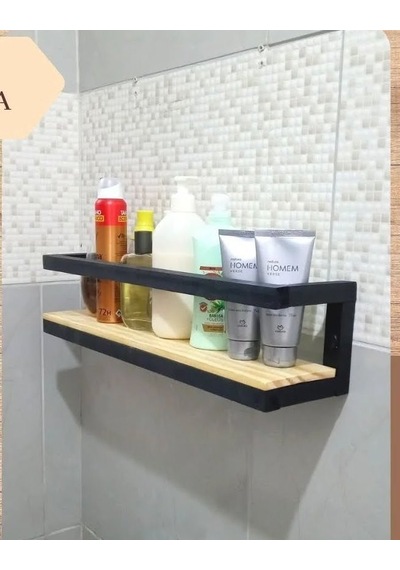 Kuzela Metal Ahşap Banyo Havluluk Raf Vetuvalet Kağıtlığı Rafı Ceviz