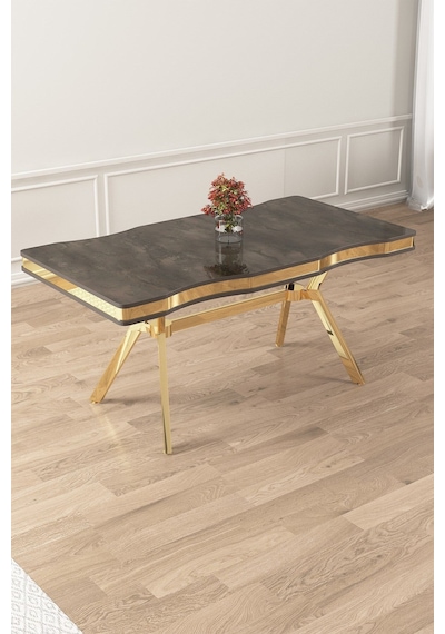Canisa Vae Serisi 90x160 Lak Panel Antrasit Ironi Gold Ayak Masa Takımı 6 Siyah Sandalye Antrasit İroni Masa Siyah Sandalye Ayaklar Gold Canisa Vae Serisi 90x160 Lak Panel Antrasit Ironi Gold Ayak Masa Takımı 6 Siyah Sandalye Antrasit İroni Masa Siyah Sandalye Ayaklar Gold