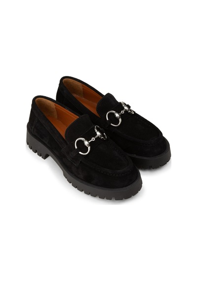 Deery Kadın Hakiki Süet Siyah Tokalı Loafer - 02037zsyhc01