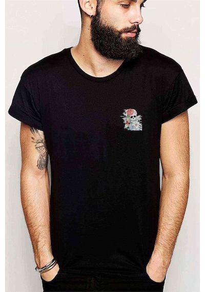 Computer Skull Kurukafa Baskılı Siyah Erkek Tshirt (530970784)