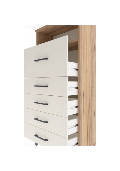 Arges Dolap Tek Raflı 5 Çekmeceli 60x30x134 Çam-aytaşı Çam