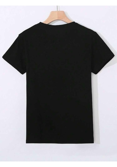 Ayıcık Baskılı Unisex Oversize Sokak Stili T-shirt SIYAH
