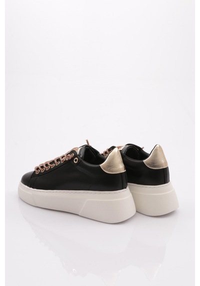 Dgn Es854 Kadin Kalin Taban Silver Taş Bağcikli Sneakers Ayakkabi ES854-2007-R12593 Siyah - Beyaz